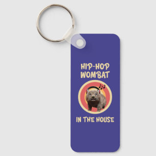 Funny Hip-hop Wombat in the House Key Ring
