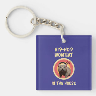 Funny Hip-hop Wombat in the House Key Ring