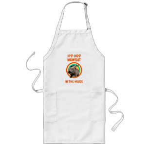 Funny Hip-hop Wombat in the House Long Apron