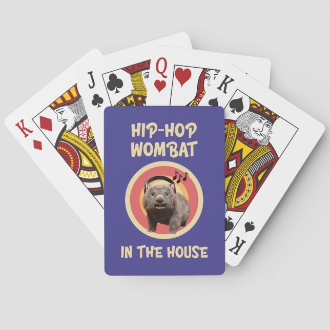 Funny Hip-hop Wombat in the House Playing Cards (Back)