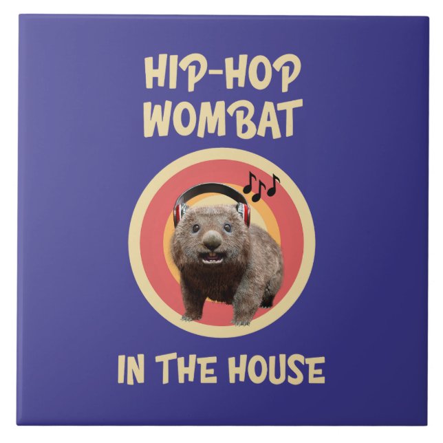 Funny Hip-hop Wombat in the House Tile (Front)
