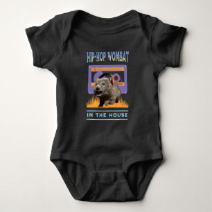 Funny Hip-Hop Wombat Music Lover with Headphones Baby Bodysuit
