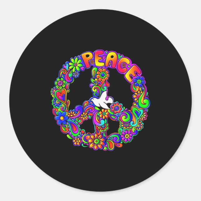 Funny Hipe Flower Wer Peace Sign Tee  Classic Round Sticker (Front)