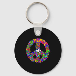 Funny Hipe Flower Wer Peace Sign Tee  Key Ring
