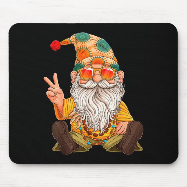 Funny Hipe Gnome Peace Sign Gnomes Lovers Men Wome Mouse Mat (Front)