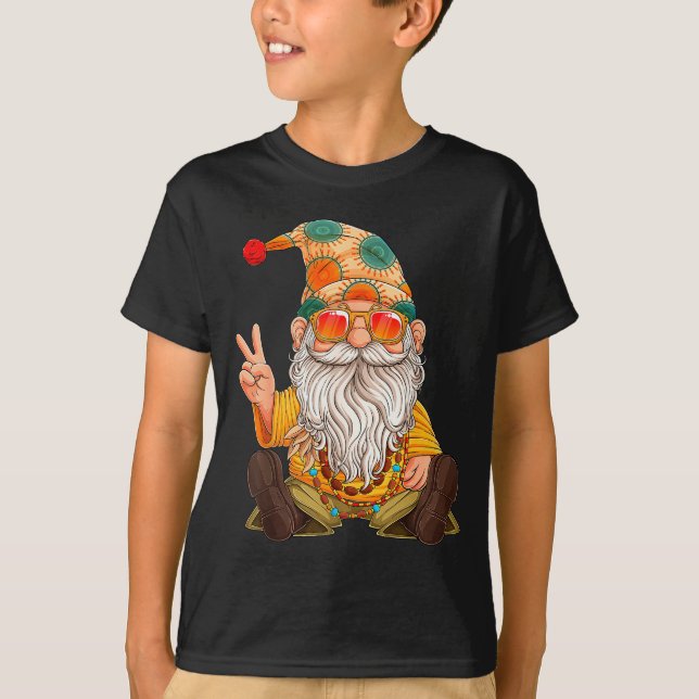 Funny Hipe Gnome Peace Sign Gnomes Lovers Men Wome T-Shirt (Front)