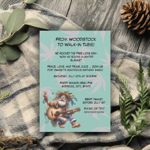 Funny Hippie Birthday–Groovy Old Man Party Invitation