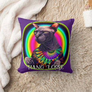 Funny Hippie Sphynx Cat Cushion