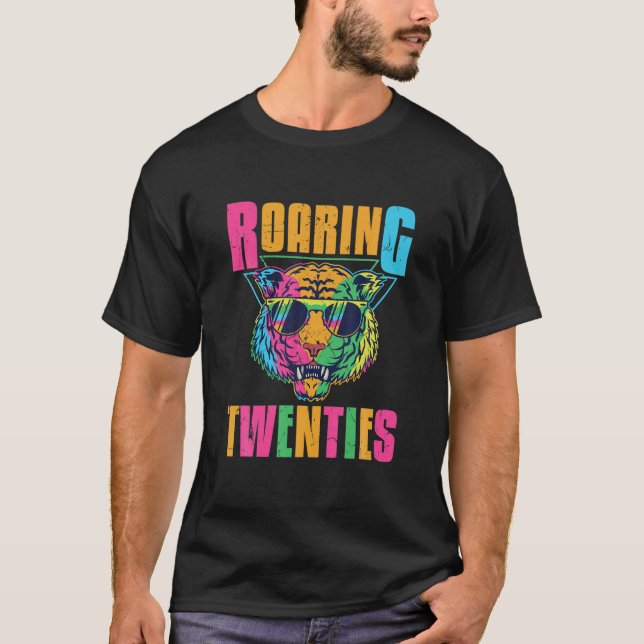 Funny Hippie Tiger Roaring 20S Twenties Animal Lov T-Shirt (Front)