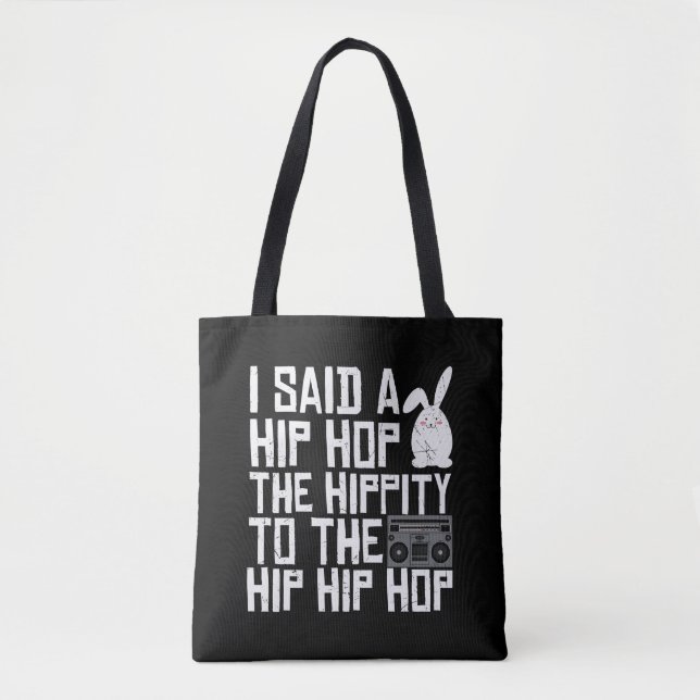 Funny Hippity Hop Easter Tote Bag (Front)