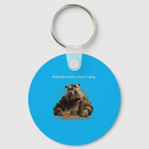 Funny Hippo Animal Fathers Day Men Women Key Ring