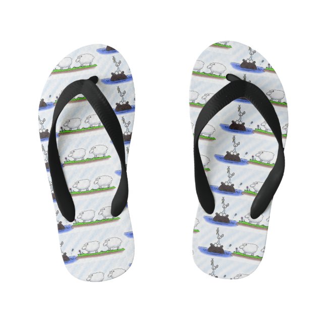 Funny hippo birdie two ewes kid's flip flops (Footbed)