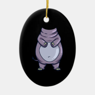 Funny Hippo Body Headless Halloween Mammal Costume Ceramic Tree Decoration