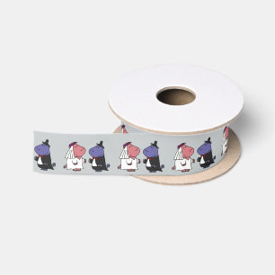 Funny Hippo Bride and Groom Wedding Ribbon Satin Ribbon