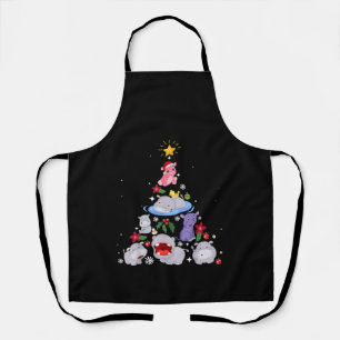 Funny Hippo Christmas Tree   Xmas Hippopotamus Apron