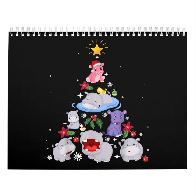 Funny Hippo Christmas Tree | Xmas Hippopotamus Calendar (Cover)