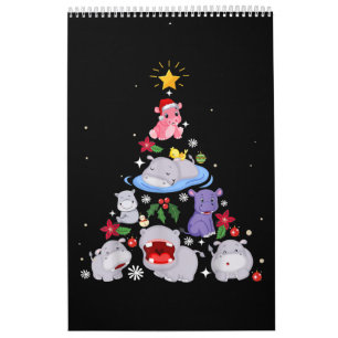 Funny Hippo Christmas Tree   Xmas Hippopotamus Calendar