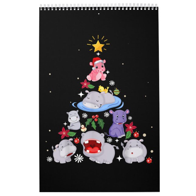 Funny Hippo Christmas Tree | Xmas Hippopotamus Calendar (Cover)