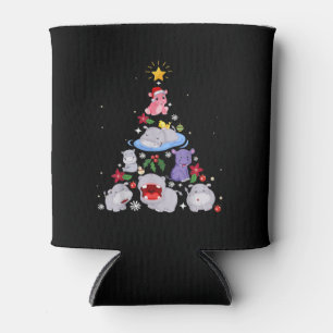 Funny Hippo Christmas Tree Xmas Hippopotamus Can Cooler