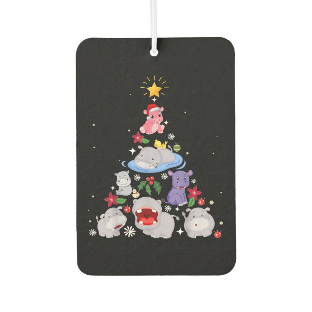 Funny Hippo Christmas Tree | Xmas Hippopotamus Car Air Freshener (Front)
