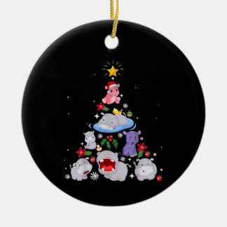 Funny Hippo Christmas Tree | Xmas Hippopotamus Ceramic Tree Decoration