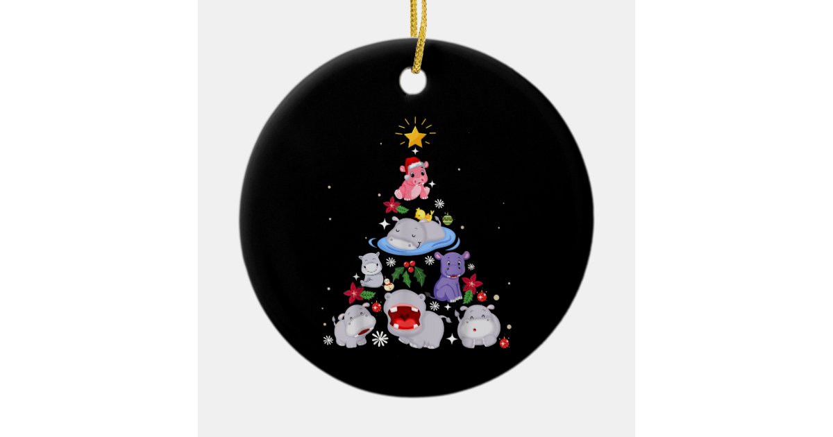 Funny Hippo Christmas Tree Xmas Hippopotamus Ceramic Tree Decoration