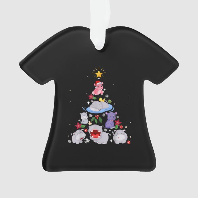 Funny Hippo Christmas Tree | Xmas Hippopotamus Ornament (Front)