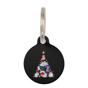 Funny Hippo Christmas Tree   Xmas Hippopotamus Pet Tag