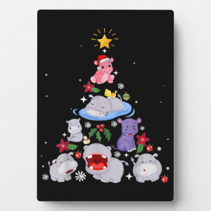 Funny Hippo Christmas Tree Xmas Hippopotamus Plaque