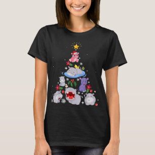 Funny Hippo Christmas Tree   Xmas Hippopotamus T-Shirt