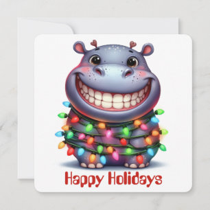 Funny Hippo Holiday Greeting Card