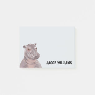 Funny Hippo Personalised Name   Post-it Notes