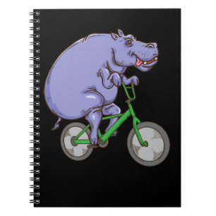Funny Hippo Riding Bicycle Hippopotamus Kids Hippo Notebook