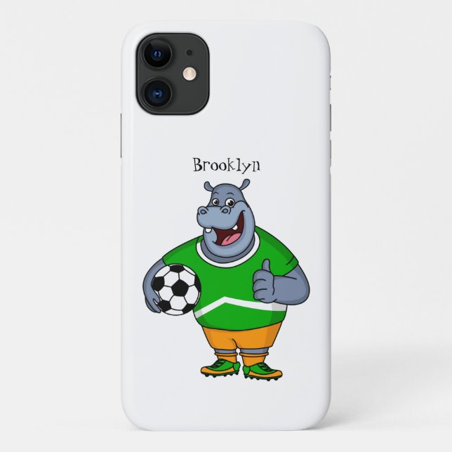 Funny hippo soccer player cartoon illustration Case-Mate iPhone case (Back)