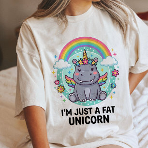 Funny Hippo Unicorn Fat Rainbow Magical Animal Tri-Blend Shirt