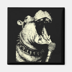Funny Hippopotamus Singing Punk Rocker Nge Animal Magnet