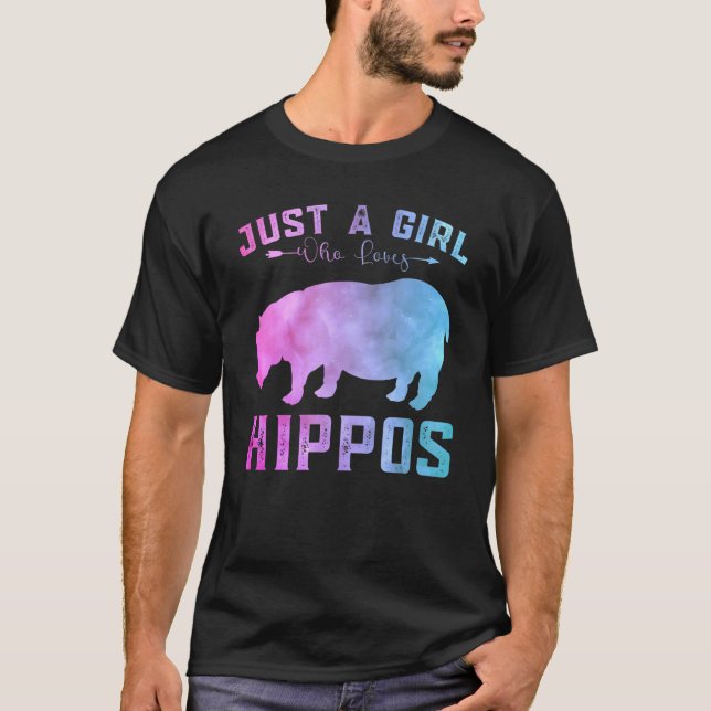 Funny Hippos Girls Just A Girl Who Loves Hippos T-Shirt (Front)