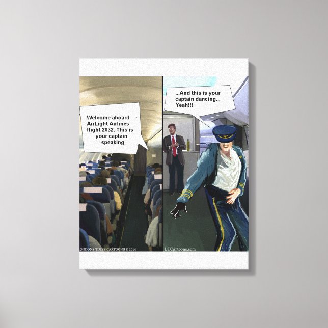 Funny Hipster Airline Pilot Canvas Print (Front)