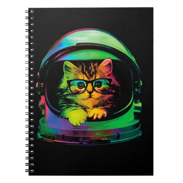 funny hipster cat astronaut notebook (Front)