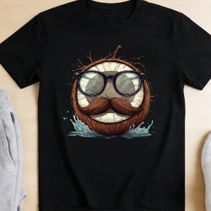 Funny Hipster Coconut with Moustache and Glasses  T-Shirt