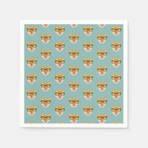 Funny Hipster Corgi Pattern Napkin