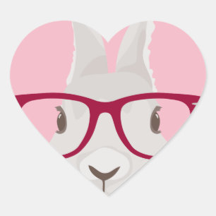 Funny Hipster Easter bunny with red rim glasses Heart Sticker