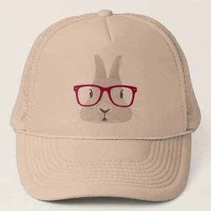 Funny Hipster Easter bunny with red rim glasses Trucker Hat