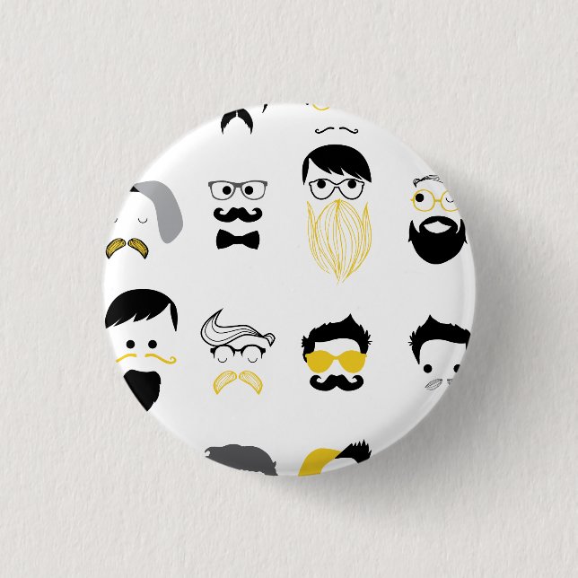 Funny Hipster Faces 3 Cm Round Badge (Front)