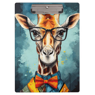 Funny Hipster Giraffe Zoo Animals Wildlife Urban Clipboard