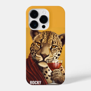 Funny Hipster Leopard Delight Cocktail Customised iPhone 14 Pro Case