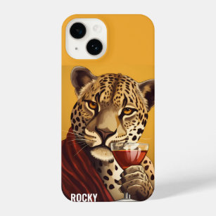 Funny Hipster Leopard Delight Cocktail Customised iPhone 14 Case