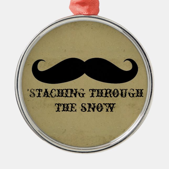 Funny hipster moustache holiday xmas moustaches metal tree decoration (Front)