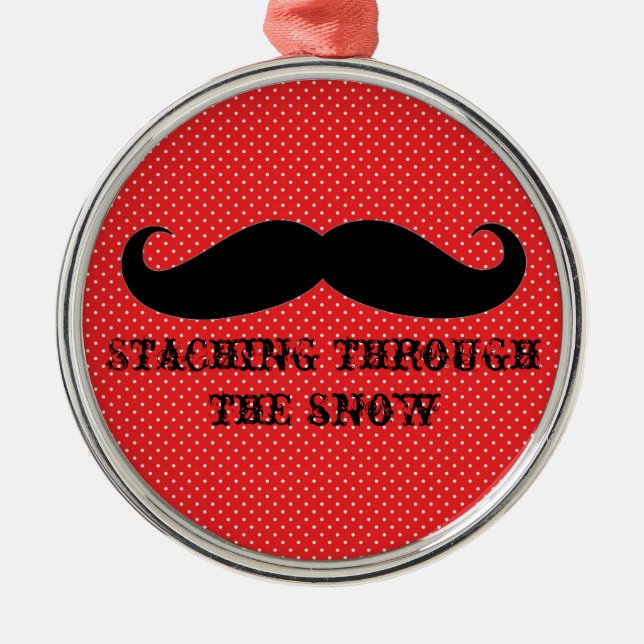 Funny hipster moustache holiday xmas moustaches metal tree decoration (Front)