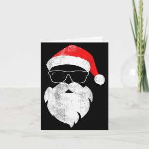Funny Hipster Santa Face With Hat Beard &amp; Gles Card